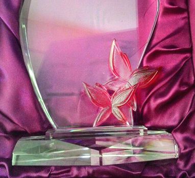 蝴蝶造型 琉璃水晶獎牌